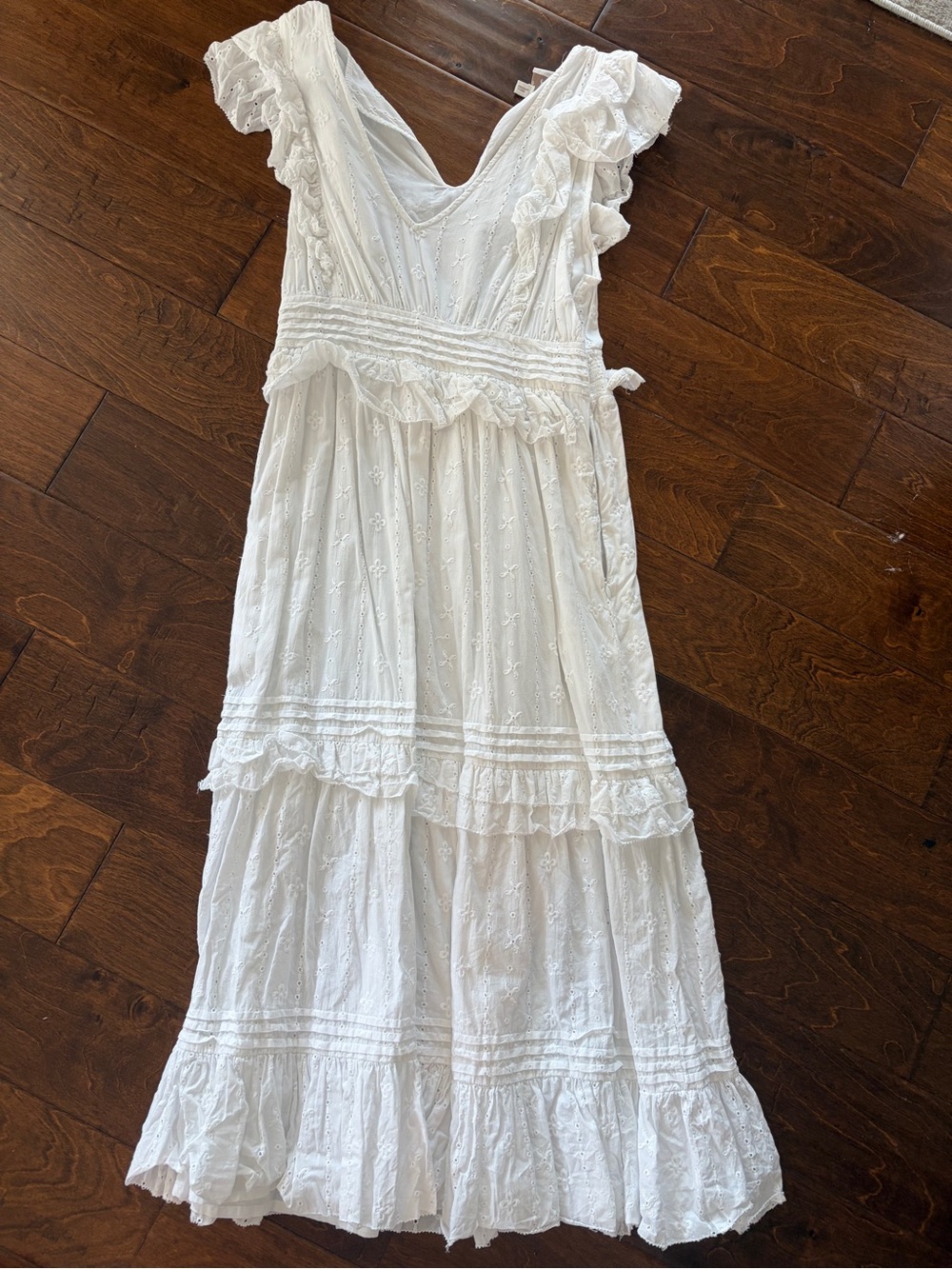 Cleobella White Eyelet Ruffled Maxi Dress